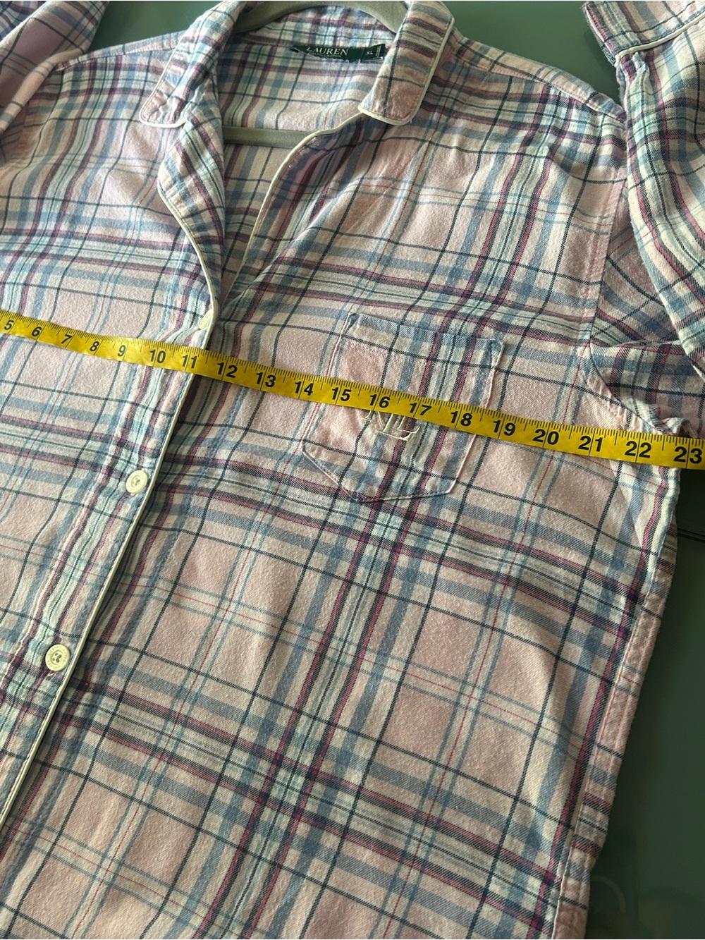 Lauren Ralph Lauren Pink Plaid Sleep Shirt Embroidered Preppy XL Cotton Classic - Picture 9 of 12